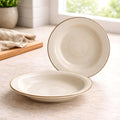 Ceramic Pasta Bowl Set Beige Spiral (2Pc)