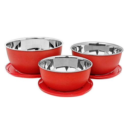 Steel Mixing Bowls with Lids Set (3Pc)