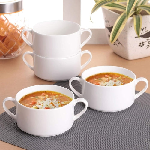 Ceramic Soup Mug Set Double Handle (4Pc)