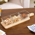 Square Glass Bowls Set with Wooden Tray